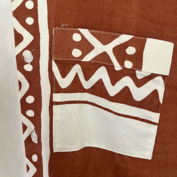 Handmade Vintage Pure Cotton Canvas Single Stitch African Tribal Button Up- XL - Picture 4 of 10